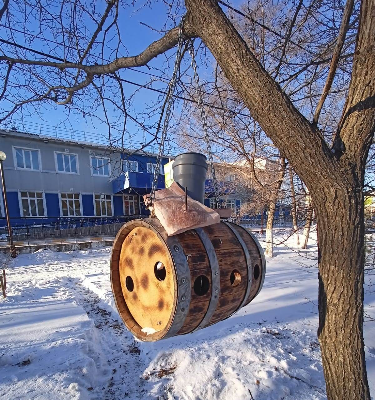 Птицам благовещенского Первомайского парка подарили килограмм сала