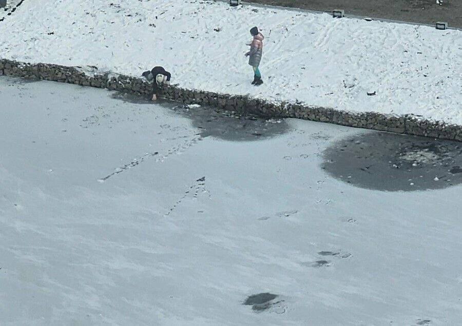 На тонком льду в парке Дружбы в Благовещенске заметили детей