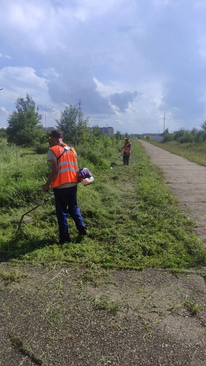 ГСТК продолжает косить траву в Благовещенске