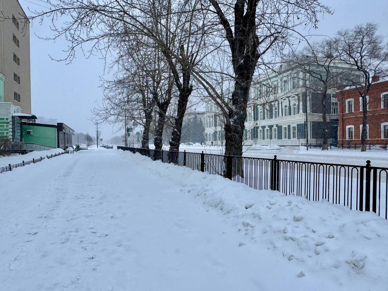 89% месячной нормы осадков выпало на Благовещенск с началом прихода снежного циклона