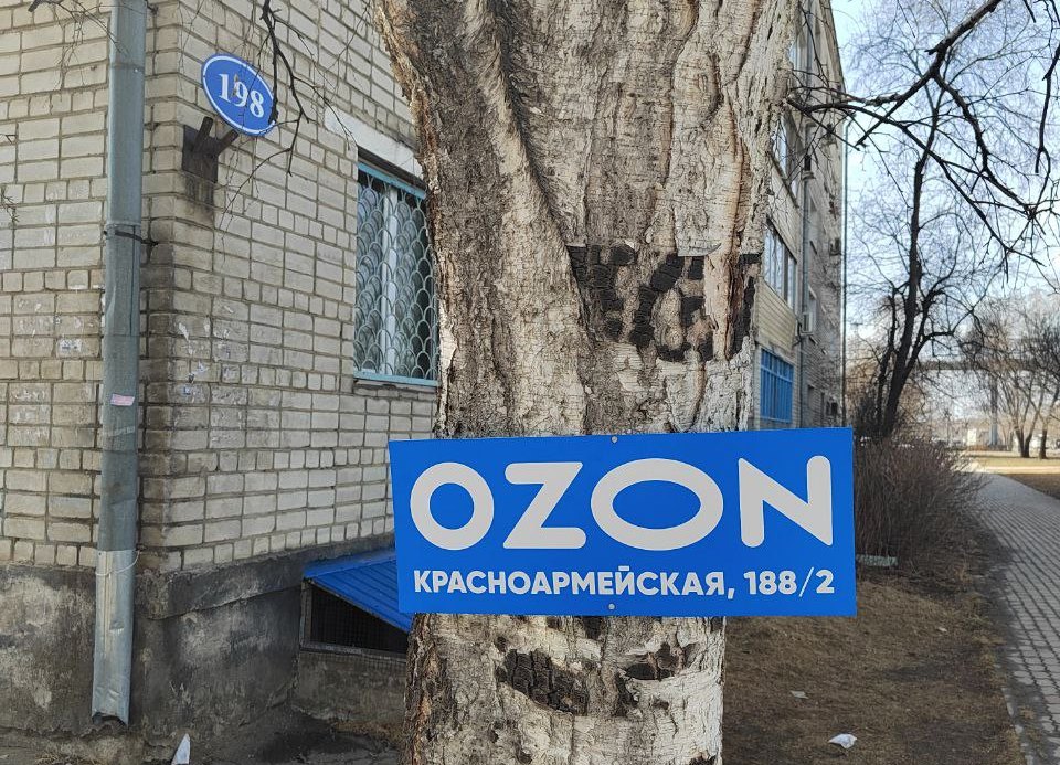 Известный в стране онлайн-магазин «прибил» рекламу на деревья в Благовещенске 