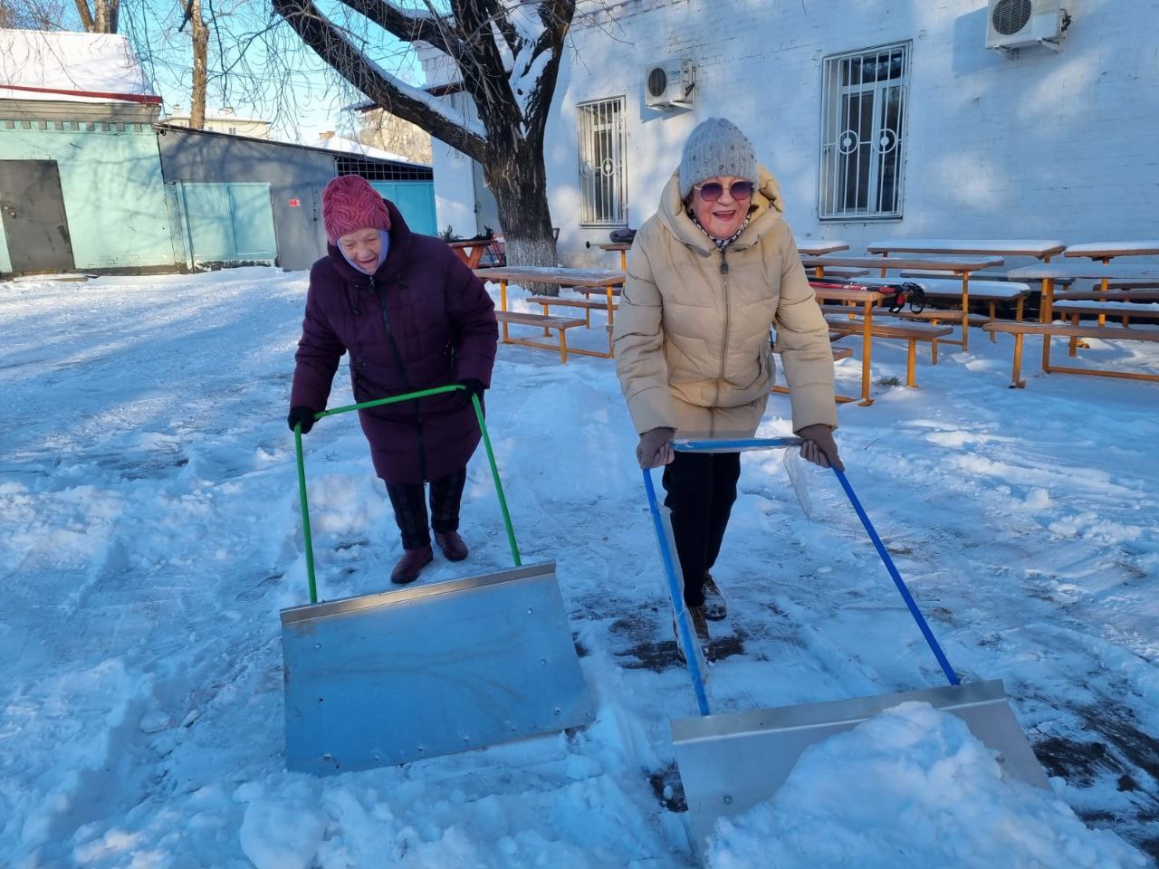 «СкандиАмурчане» очистили благовещенский парк от снега и сделали «живую» снежинку