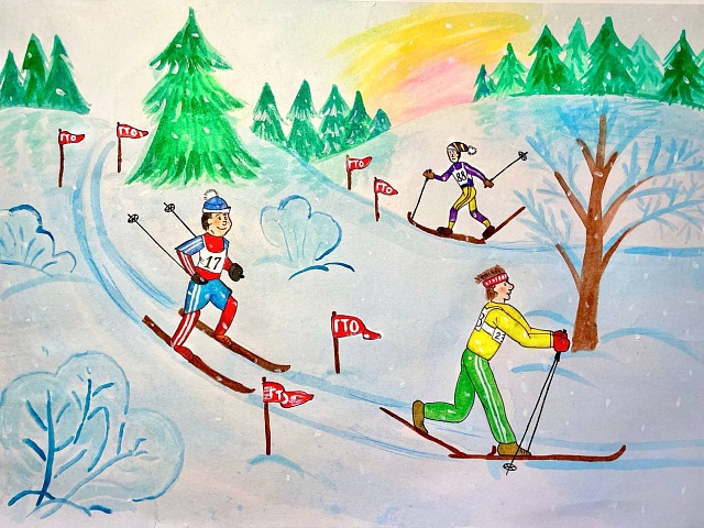 Около 100 работ благовещенцы нарисовали на конкурс «Лыжня России»