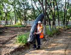 Ход работ в Ломоносовском сквере проинспектировал мэр Благовещенска Олег Имамеев