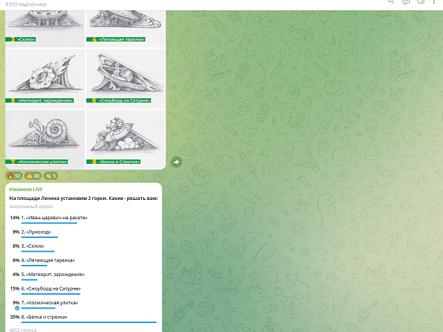 «Белка и Стрелка» и «Сноуборд на Сатурне»: в Благовещенске завершается голосование за снежные горки 