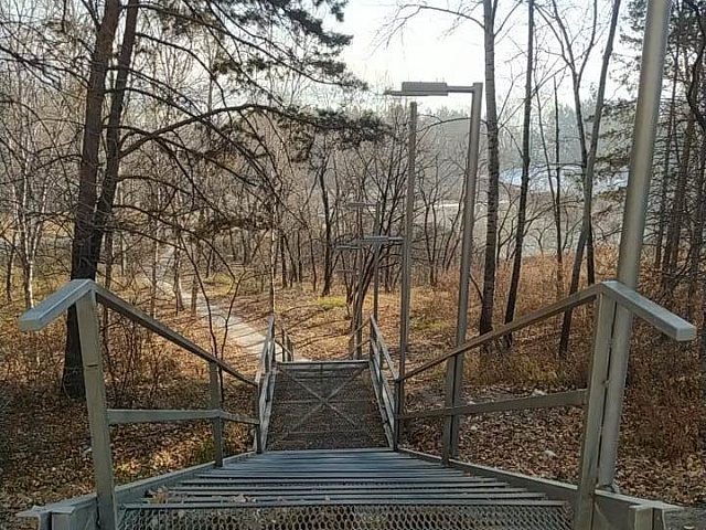 В отдаленном районе Благовещенска оборудовали освещение и отремонтировали лестничный переход