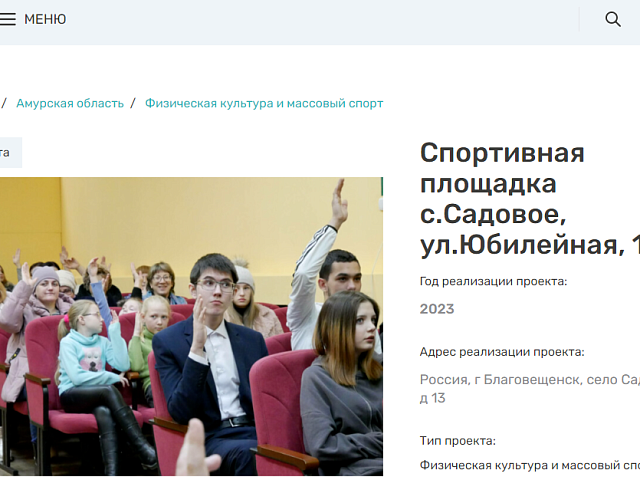 Жители амурской столицы могут помочь спортивной площадке в Садовом получить 150 тысяч рублей на приобретение инвентаря 