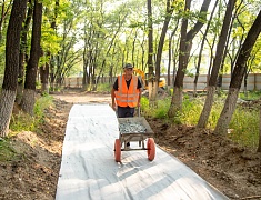 Ход работ в Ломоносовском сквере проинспектировал мэр Благовещенска Олег Имамеев